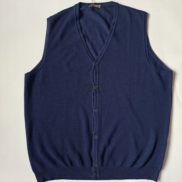 NEW Ferrante Men's 100% Merino Wool Blue Vest Size 54/ XL - Picture 8 of 13